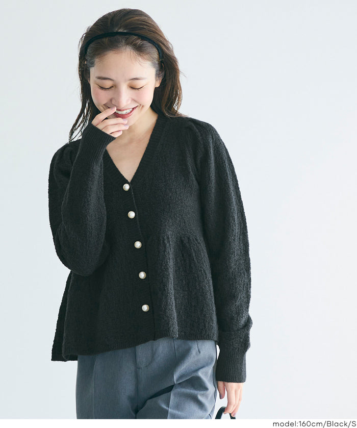 細閃針織V領開衫