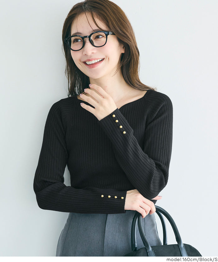 愛心領長袖針織上衣