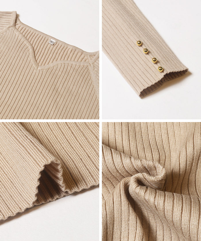 愛心領長袖針織上衣