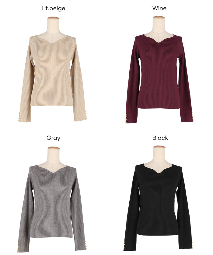 愛心領長袖針織上衣