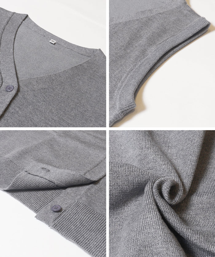 V領排釦針織背心