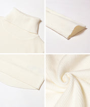 【輕量針織】高領圓弧下擺上衣