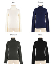 【輕量針織】高領圓弧下擺上衣