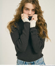 【輕量針織】高領圓弧下擺上衣