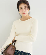 【輕量針織】圓領圓弧下擺上衣