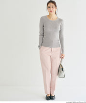 【輕量針織】圓領圓弧下擺上衣