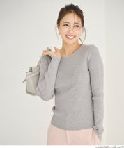 【輕量針織】圓領圓弧下擺上衣