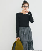 【輕量針織】圓領圓弧下擺上衣