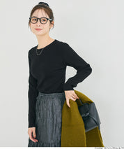 【輕量針織】圓領圓弧下擺上衣