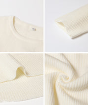 【輕量針織】圓領圓弧下擺上衣