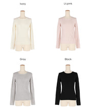 【輕量針織】圓領圓弧下擺上衣