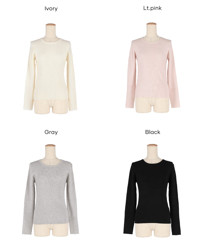 【輕量針織】圓領圓弧下擺上衣