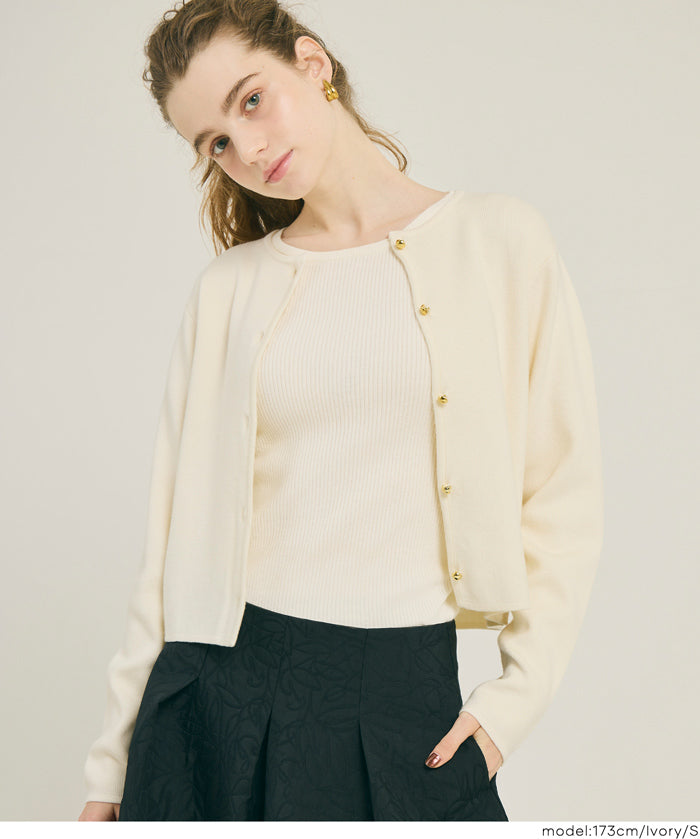 【輕量針織】圓領圓弧下擺上衣