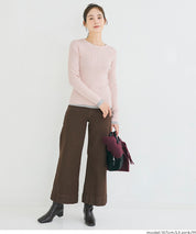 【輕量針織】圓領圓弧下擺上衣