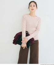 【輕量針織】圓領圓弧下擺上衣