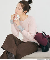 【輕量針織】圓領圓弧下擺上衣