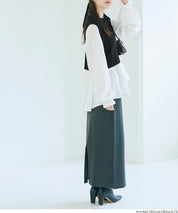 兩件式 針織背心&荷葉襯衫 套裝