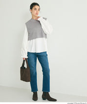 兩件式 針織背心&荷葉襯衫 套裝