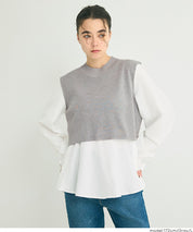 兩件式 針織背心&荷葉襯衫 套裝