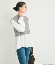 兩件式 針織背心&荷葉襯衫 套裝