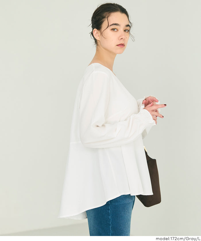 兩件式 針織背心&荷葉襯衫 套裝