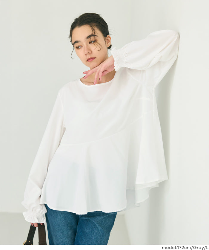 兩件式 針織背心&荷葉襯衫 套裝