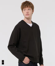 棉感V領針織上衣