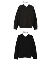 棉感V領針織上衣