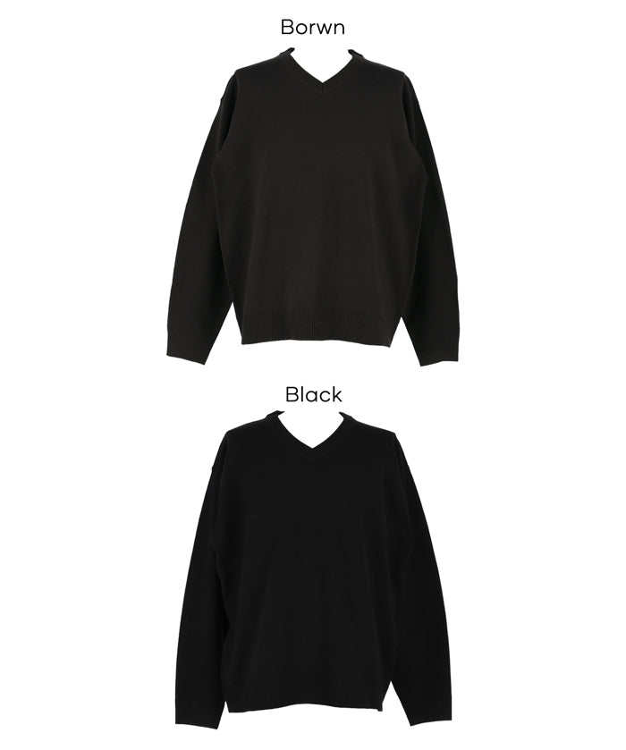 棉感V領針織上衣