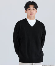 棉感V領針織上衣