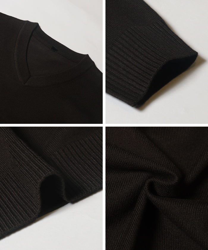 棉感V領針織上衣