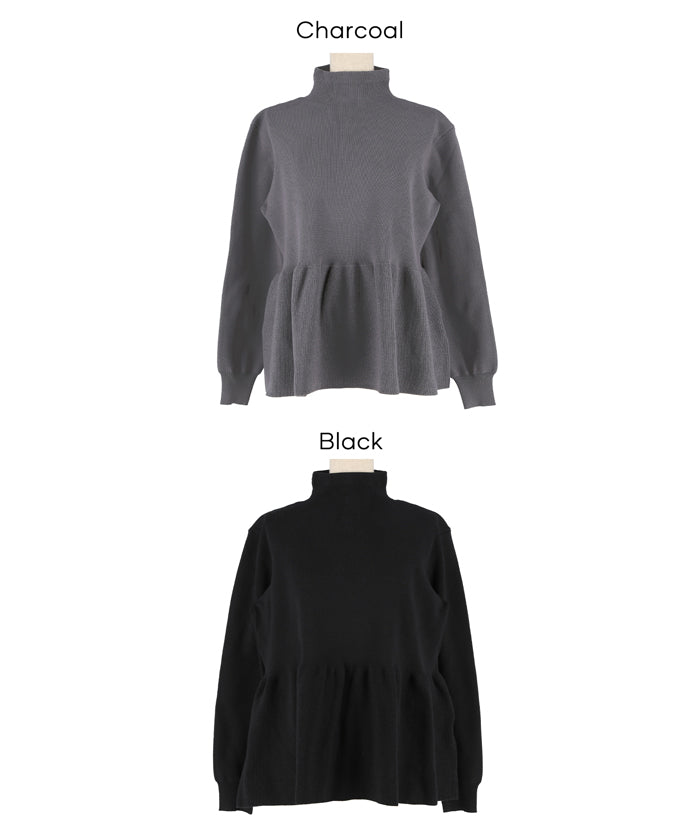 半高領後背珍珠娃娃針織上衣