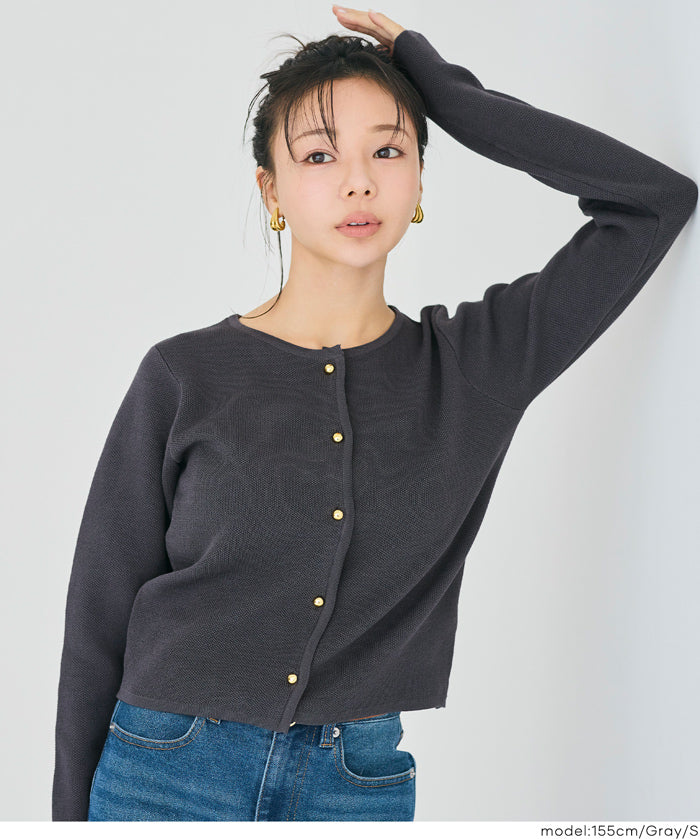 薄針織金鈕扣針織外套