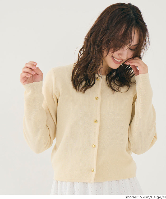 薄針織金鈕扣針織外套